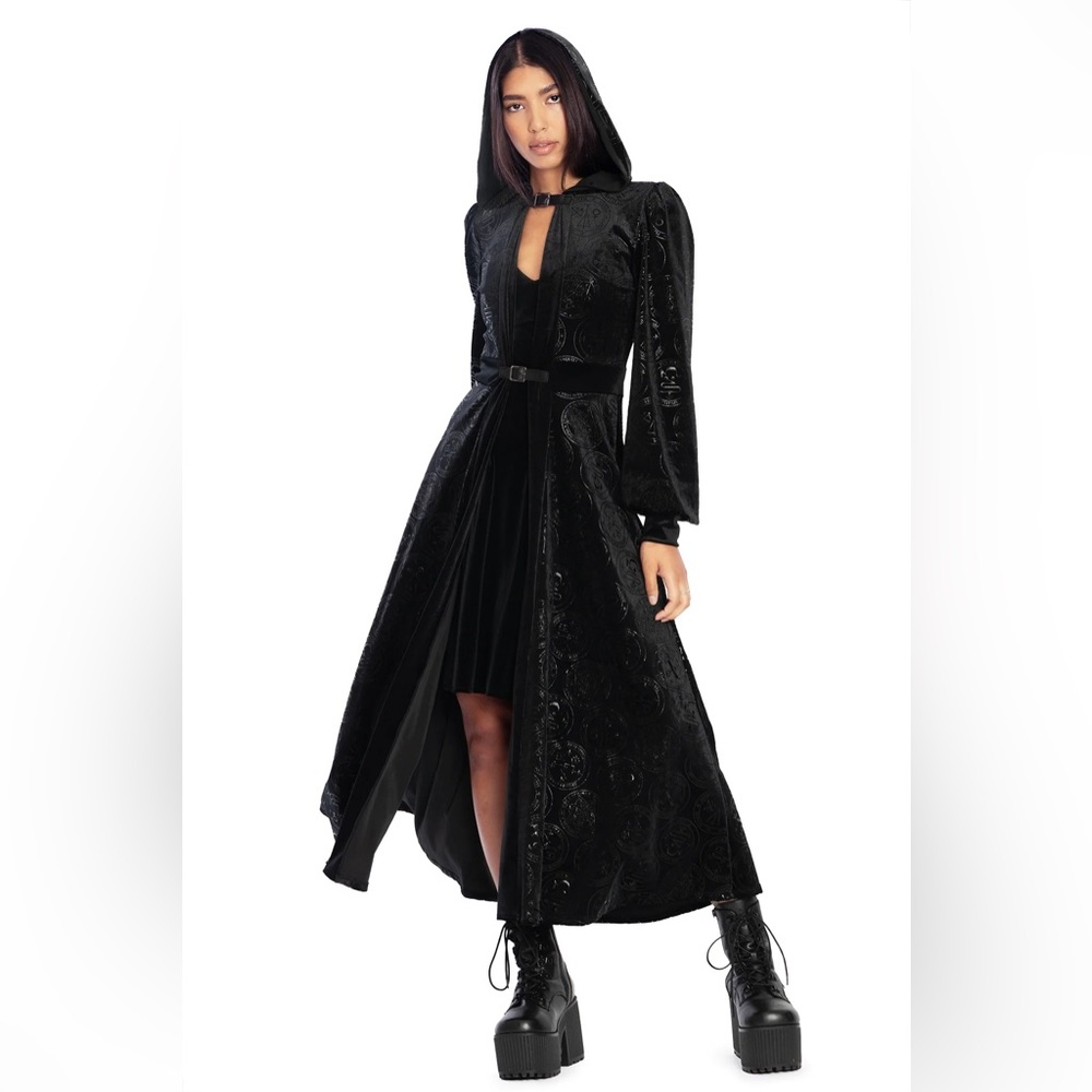 Good Charms Velvet Hooded Maxi Jacket - Size L NWT